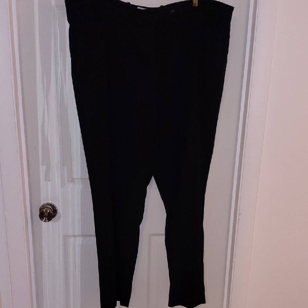 EUC Calvin Klein Black Modern Fit Pants 20W 2 Front 1 Rear Pocket Button Zip Fly